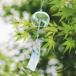 Decorative Figurines 1PC Japanese Style Feather Flower Hand-blown Glass Wind Chime Pendant Wall Hanging Garden Home Decoration Handicraft