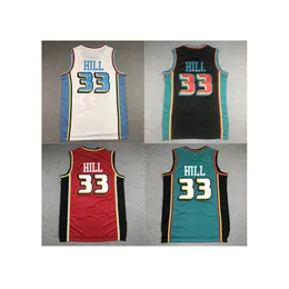 Amerikan Basketbol Giyim Grant Hill 33 Gerileme Erkek Formaları Kırmızı Siyah Beyaz Yeşil Mitchell Ness Gömlek Yetişkin Boyut Dikişli Jersey Mix Sipariş