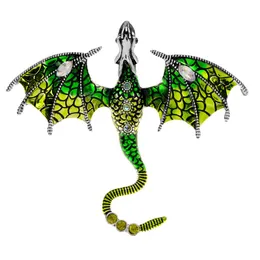 Vintage Rhinestone Flying Dragon Brooches For Women Cartoon Animal Pin Winter Design Fashion Jewelry 6 Colors