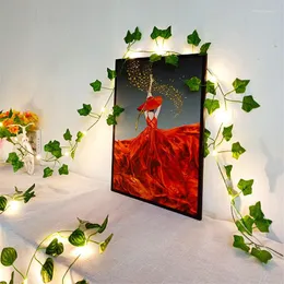 Stringhe Foglia artificiale Led Luci a forma di fiore Ghirlanda Decorazione per albero di Natale Lampada per tende per esterni Decorazioni per giardini per feste di nozze