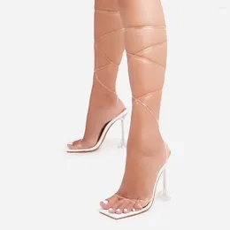 Jurk Schoenen 2023 Zomer Wit Zwart Vrouw Enkelbandje Sandalen Leer Gekruist Hoge Hakken Sexy Lace Up Party Pumps Maat 35-43