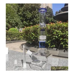 Smoking Pipes 2023 14 Inches Hookah Bong Glass Dab Rig Clear Pure Blue Cube Base Tire Filter Water Bongs Smoke 14.4Mm Female Bowl Wi Dhpk2