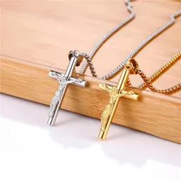 Pendant Necklaces Religious Jewelry For Men 316L Stainless Steel Jesus Cross Necklace Prayer Faith Christian Accessories