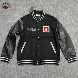 Erkek ceket kalite rhude beyzbol ceket kışlık katlar erkek kadın 1 gündelik vintage büyük boy sokak giysisi siyah yeşil dış giyim 231127