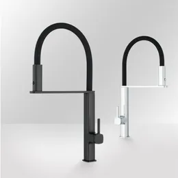 Kitchen Faucets Ly Tuqiu Faucet Black Chrome Sink Mixer Tap 360 Degree Rotation Taps Pull Down