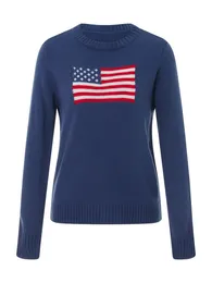 Женские свитера, женский свитер-половер, женский повседневный свитер с американским флагом, мягкий топ, осень-зима, вязаный с длинным рукавом 231127