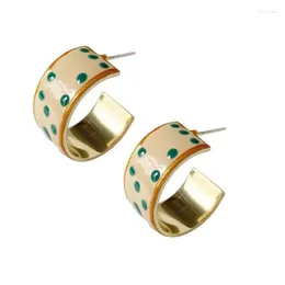Stud Earrings Retro C Shape Blue-Green Wave Point For Women Elegant Female Resin Ladies Jewelry