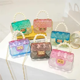 Mini Jelly Purse Candy Color شفافة صغيرة حقيبة كروسة صغيرة لطيفة الأميرة مع مقبض حبة للأطفال