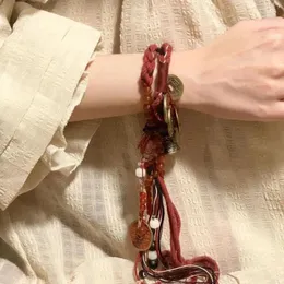 Link Bracelets 1Pc Creative Chinese Tibetan National Style Bracelet Women Fahsion All-Match Antique Tassel Exquisite Handwoven