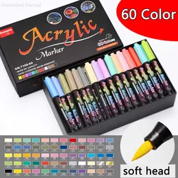 Watercolor Brush s 48/60 Color Acrylic Markers ink Painting Art Children Stationery Office Student Supplies Cute Gel Pencil kawaii P230427