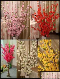 Ghirlande di fiori decorativi Forniture per feste festive Giardino domestico Giardino 65 cm Lungo Ciliegio artificiale Primavera Prugna Fiore di pesco Ramo S7044082