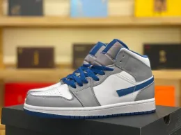 2023 Sapatos de basquete senhoras Man Athletics Último Jumpman 1 1S Mid True Cement Blue Cinza Branco Designer ao ar livre Roupas de tênis