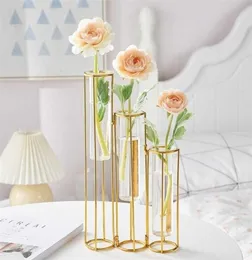 Glass Vase Hydroponic Home Decoration Accessories Flower Vases Glass Växthållare Flower Arrangement Metal Vases Wedding Decor 227400290