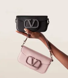Designer donna Valentins New Fashion Versatile monospalla Borsa a tracolla in vera pelle piccola piazza loco con fibbia in cristallo borsa in pelle di vacchetta X4H3P
