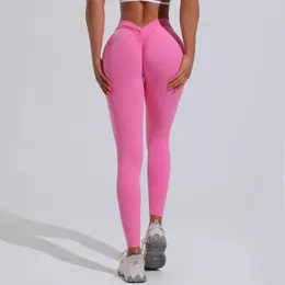 Active Pants Back V BuSexy Leggings Damen Fitness Workout Gym Running Scrunch High Waist Wear Tight