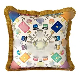 Luxury Pillow Case Designer Signage Classic Mönster fördubblar utskrift Tassel Edge Pillowcase Cushion Cover Large 5050cm för H8900226