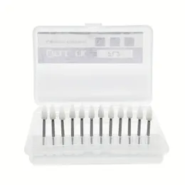 12st/Pack Dental Flame Cone Round White Stone Polishers FG Burs för polering av tandklinik Metallharts Porslin