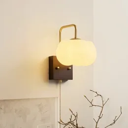 Wall Lamps Personality Walnut Color Lamp Modern Simple LED Bedside Light Luxury Bedroom Living Room Dining Lighting