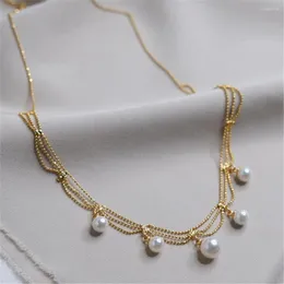 Pendants Five Pearls Charm Lace Necklace Temperament Ladies Romantic Clavicle Chain Women Luxury Fine Jewelry Lovely Birthday Gift