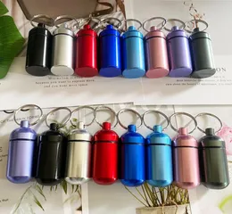 Latest Round Flat Bottom Aluminum Alloy Pill Box Holder Advantageous Container Storage Jars Case With Keychain Waterproof Stash Tube