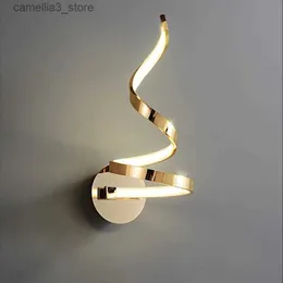 Wall Lamps Modern Spiral LED Wall Lamps Minimalist Strip Decorative Iron Sconce For Living Rooms Bedroom Bedside Background Lighting Luster Q231127
