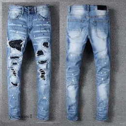 Amirs Mens Womens Designers Jeans Distressed Ripped Biker Slim Straight Denim for Men S Print Army Fashion Mans Skinny Pants 9487