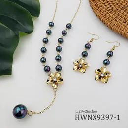 Halsband örhängen set tropisk hawaiian luau party strand smycken plumeria blommor fragipani sommar naturliga pärlor set ö