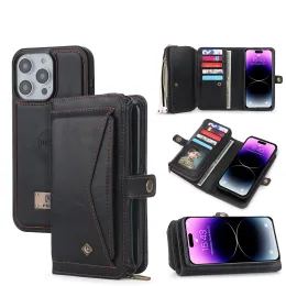 Detachable Handbag Fold Wallet Leather Phone Case For iPhone 11 12 13 14 15 Pro Max Mini X XR XS Max 7 8 Plus Zipper Magnetic Purse Cover