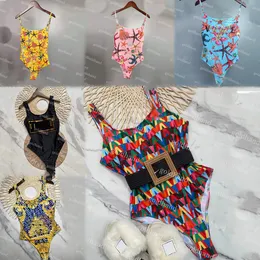 Classic Backless Swimsuit Designer Women Sexy One Piece Bra Swimwear Brand Tide Printed Bikini Summer Beachwear