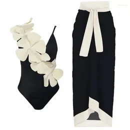 Swimwear's Swimwear Vintage Women One Piece Swimsuit Deep V Black Cover Up Female Retro Holiday Beachwear Summer Wear Cou-Up