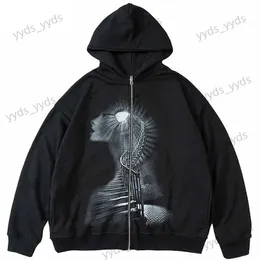 Heren Hoodies Sweatshirts Zwart Trap Print Nieuw in Sweatshirts Gothic Y2k Hoodie Harajuku Hoodies Streetwear Sweatshirt Paar Tops Herenkleding T231127