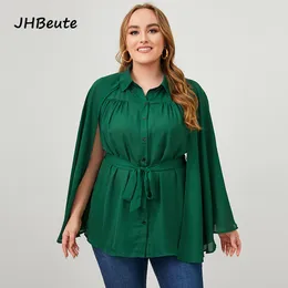 T-Shirt JHBeute Fashion Design Large Size Cloak Chiffon Shawl Women Loose Necktie Cardigan Elegant Thin Tops Plus Size Women's Clothing