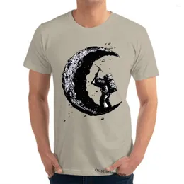 Men's T Shirts Digging The Moon Funny Shirt Printed On Crew Neck Summer Tops & Tees Discount Cotton Geek