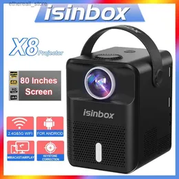 プロジェクターISINBOX X8ポータブルプロジェクターAndroid Home Theatre Cinema Projector 1280*720p HD 1080pビデオ5G WiFi LEDビーマーミニプロジェクターQ231128