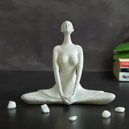 Estatua de la dama de yoga Figuras de pose de yoga esculturas de mujeres Decoraciones de mesa moderna Regalos para la oficina Home - Meditation Yoga Pose Statue