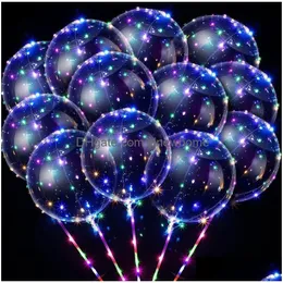 18 Inch Led Bobo Balloons Light Up Clear Helium Bubble Glow Balloon With String Lights For Christmas Birthday Wedding Drop Delivery Dho1K