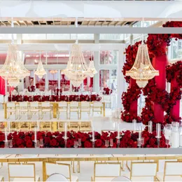 Lampadari di cristallo dorati di lusso per la decorazione di feste di eventi Illuminazione moderna a sospensione Lampadario decorativo a led per la decorazione della sala di nozze 1032