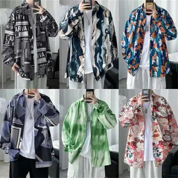 Casual Mens Designer Blouse Long Sleeved Shirt For Male Trendy Handsome Loose Fitting Leisure Versatile Lazy Floral Shirt Trend