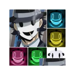 Party Masks Cosplay High-Rise Invasion Mask Led Glowing Japanese Samurai Costume Props Gc1845 Drop Delivery Home Garden Festive Suppl Dhcum