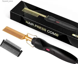 Curling Irons Hot Comb Hair Straightener 2 in1 Fast Heating Straightener And Curling Iron Heated Press Comb Flat Irons Styler Corrugation Tool Q231128