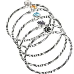 Projektant DY Luksusowa najwyższej jakości z pudełkiem DY Designer Pearls Head CHARK Bracelets dla kobiet mężczyzn moda wszechstronna skręcona drut wielokolorowy diament wielokolorowy