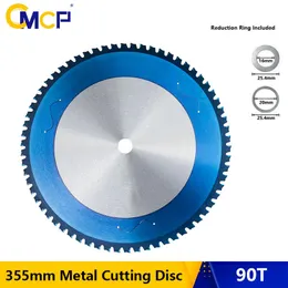 Zaagbladen CMCP Metal Cutting Disc 355x25.4mm 90T Circular Saw Blade för att klippa aluminium järnstål karbid sågblad metall skärverktyg