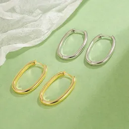 Hoop Earrings 925 Silver Needle Simple Style Oval Shape Earring For Women Girls Fashion Party Wedding Jewelry E742