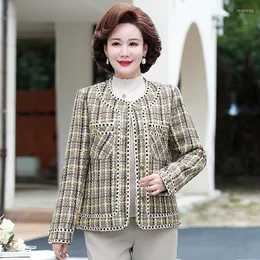 女性用ジャケット2023春秋の女性服40〜50歳の中年の母親のツイードファッションシックでエレガントなジャケット
