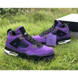 Outdoor Mens Shoes Black Purple Men Woman TS Cactus Jack x Jumpman 4 4s outdoor Outdoor trainers sport Sneaker With Box