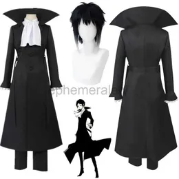 Anime Costumes Anime Bungo Stray Dogs Akutagawa Ryunosuke Cosplay Costume Suits Cloak Black Uniform Halloween Christmas Party Clothes zln231128