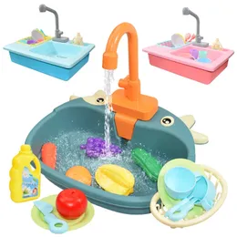 Kitchens Kids Sink Toys Simulation Electric Dishwasher Mini Kitchen Food Pretend House Toy Set Children Role Play