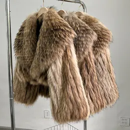 Kadınlar Kürk Faux Fur Kadın Kış Koreli Versiyon Moda Kısa İnce Büyük Yakası Seksi Ofis Bayan Gerçek Kürk Ceket Doğal Rakun Kürk Ceket 231128