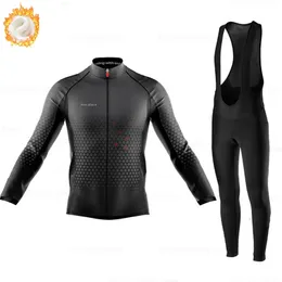 Radfahren Jersey Sets Winter Kits Herren Langarm Set Mountainbike Sport Kleidung Warm Halten Maillot Ropa Ciclismo 231127