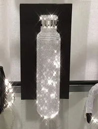 500 ml Sparkling Diamond Tumbler Rostfritt stål Bling Rhinestone Water Bottle Portable Outdoor Kettle med LID1867552